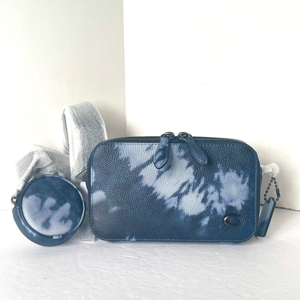 Coach Charter Tie Dye Slim Crossbody Blue Leather Sling Bag CU208 - Picture 4 of 12